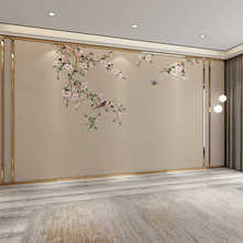 中式花鸟墙纸无缝3d壁布客厅电视背景墙壁纸沙发卧室老人房墙布