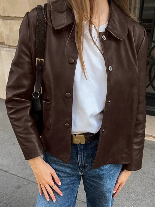 (Cross-border trading), retro brown demi-season warm jacket, high-quality style, European style