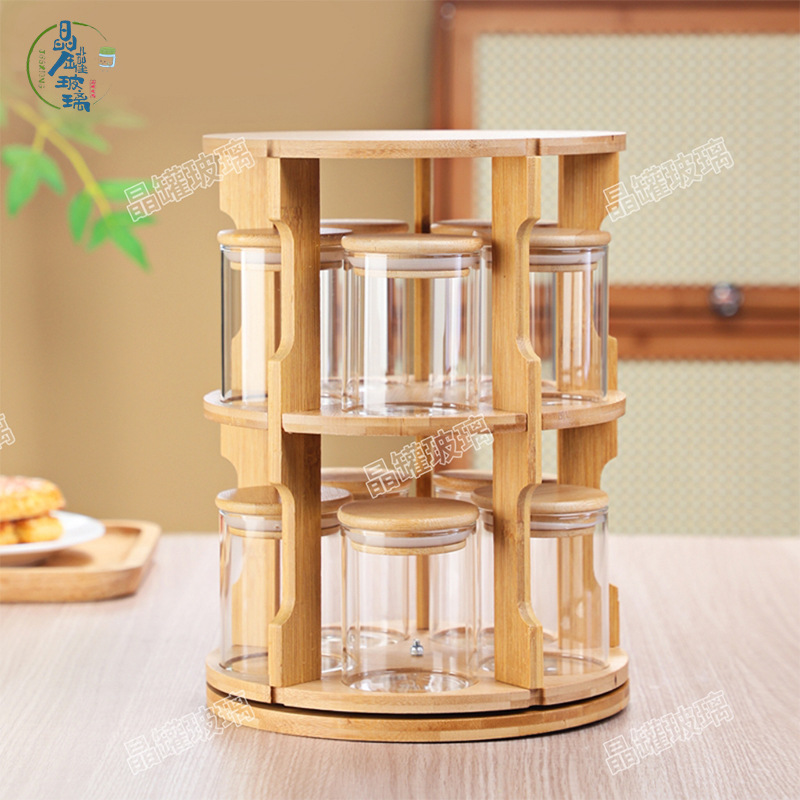 Casa de alto valor facial café leche té lata estante de almacenamiento giratorio cocina condimento lata de acabado estante de almacenamiento lata