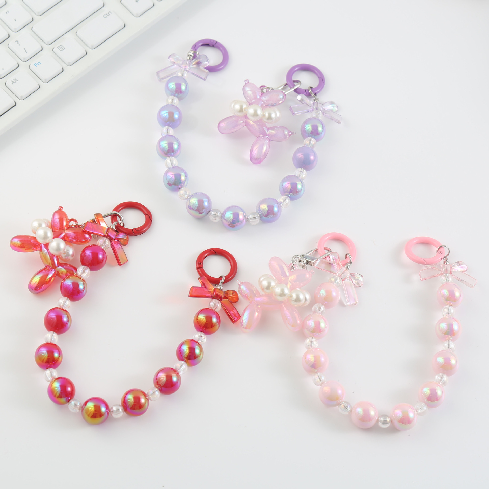 TikTok CADENA DE TELÉFONO MÓVIL adornos decorativos doble hebilla colgante Globo perro colgante DIY teléfono móvil Shell cadena hecha a mano con cuentas