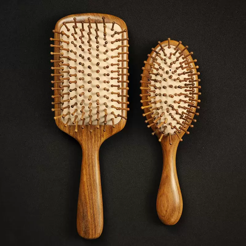 绿檀木气垫按摩梳美发经络梳便携家用大气囊梳女士头部按摩梳批发
