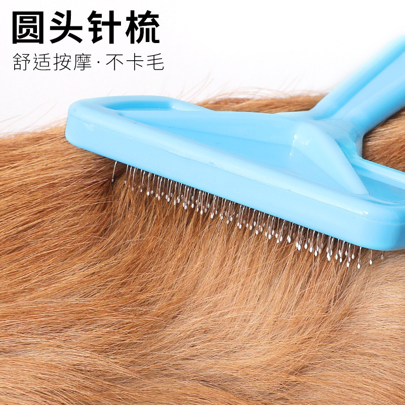 Limpieza de mascotas peine gato pelo decoloración mango largo peine perro depilación nudo abierto belleza peine suministros para mascotas
