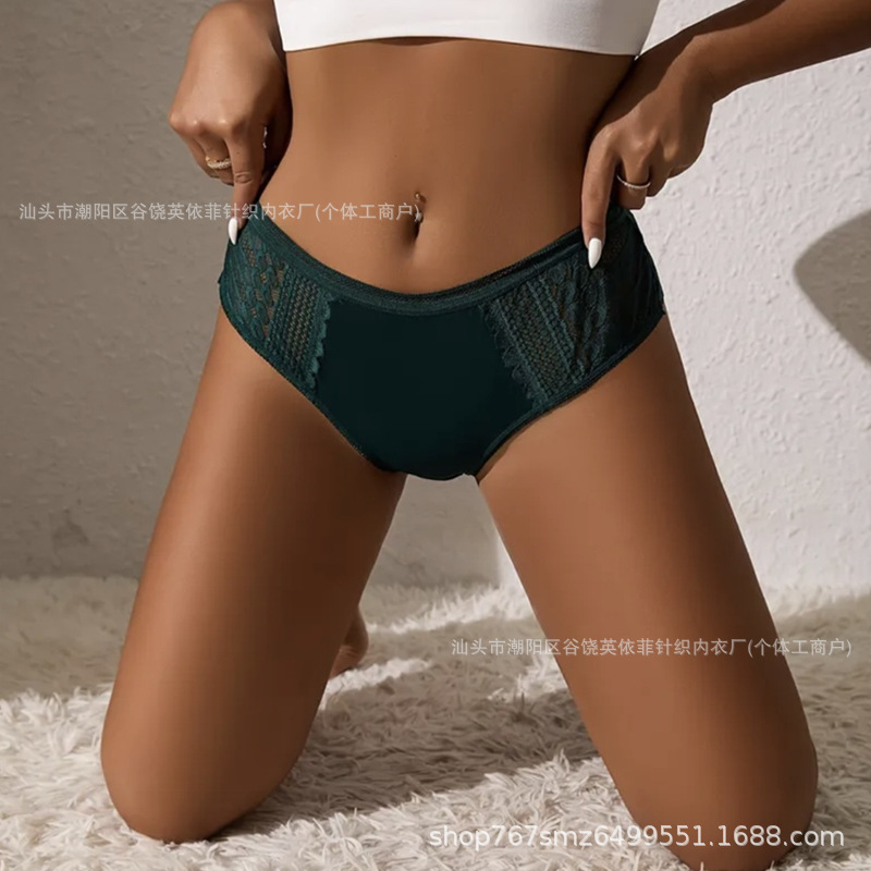 European and American cross-border mid-low waist women's thong panties, ice silk sexy lace briefs, Temu Shein foreign trade European and American cross-border mid-low waist women's thong panties, ice silk sexy lace briefs, Temu Shein foreign trade