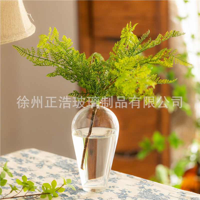 廠家批發手作日式禅意玻璃花瓶小口壹直花插花瓶綠植水培桌面擺件