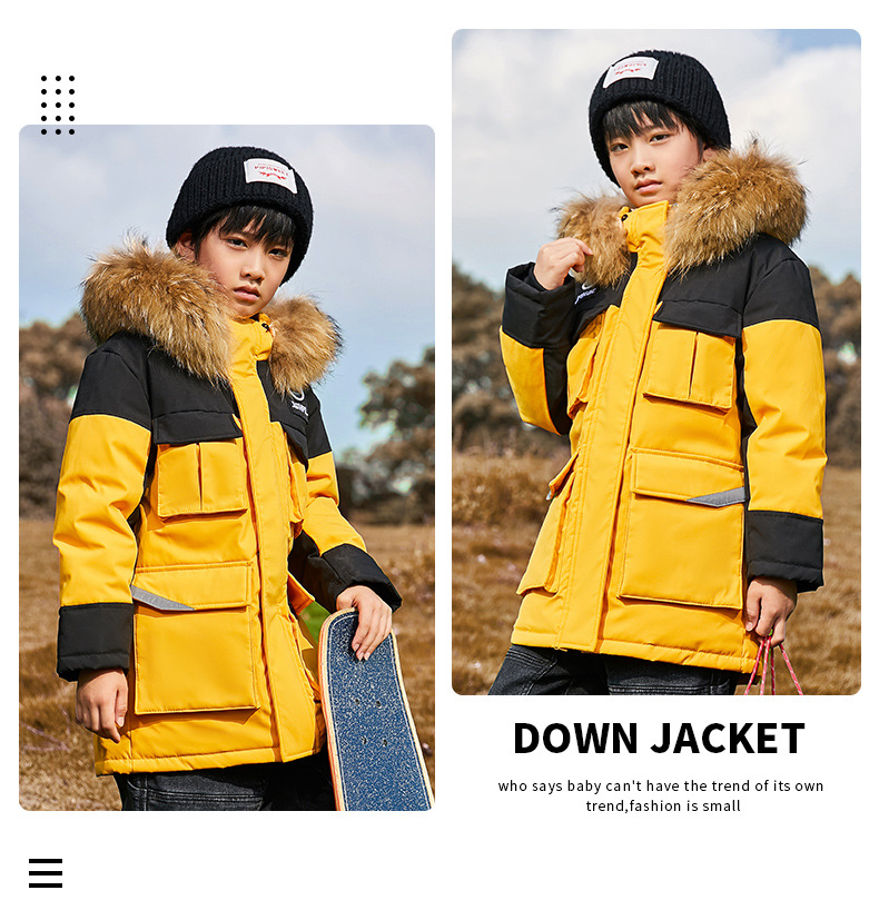 kid's clothing Children's down jacket for boys with long fur collar overalls and thick large children's coat for children_voghion.com