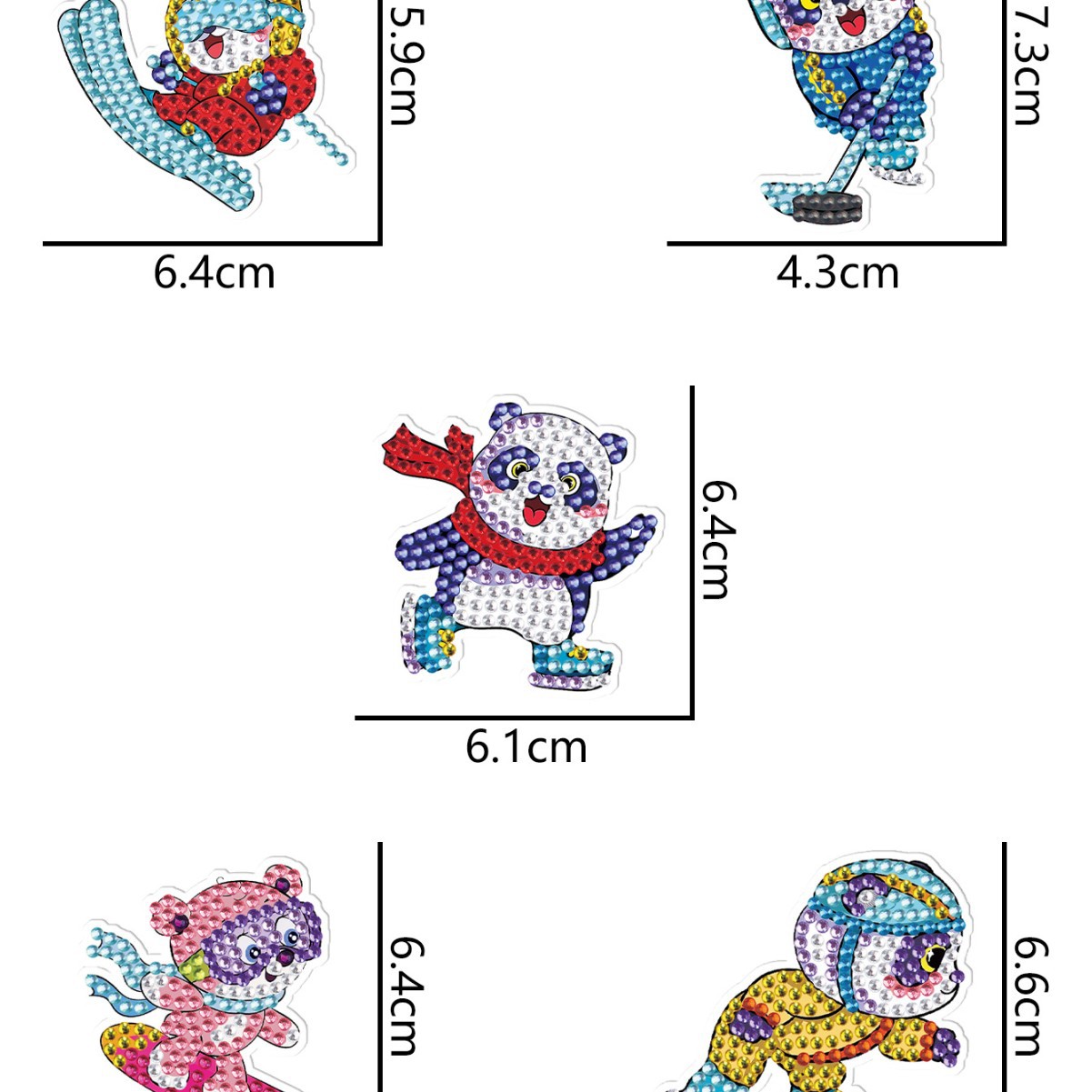 DIY diamante pintura llavero diamante brillante especial en forma de dibujos animados acrílico esquí Panda traje fábrica venta directa al por mayor