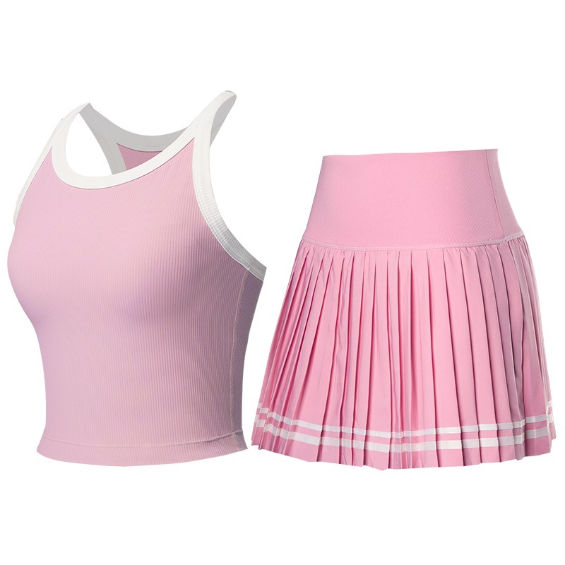 Nuevo conjunto de ropa de tenis de moda en una sola pieza de chaleco chaleco de tensión de color contraste ropa deportiva de yoga al por mayor
