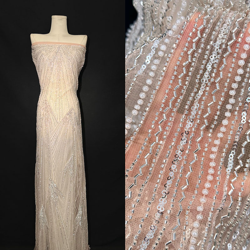 Beads lace tejido de encaje industria pesada África cuentas de burbujas tubo de cuentas lentejuelas bordado encaje vestido de novia tejido bordado