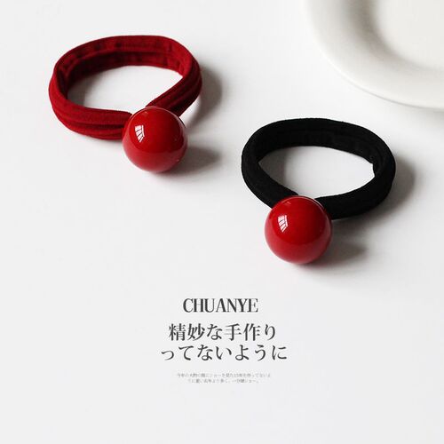 Red Rubber Hair Tie Headband for Women with Japanese and Korean Style, Durable and High-Elasticity, Simple Hairband for Tying Hair