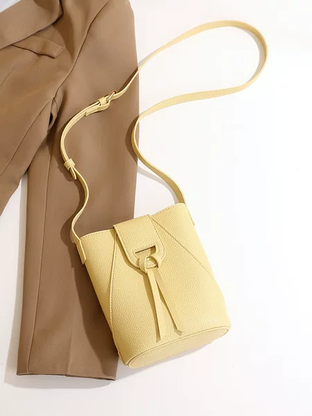 Cross-Border Women's Soft Leather Crossbody Phone Bag, Small Shoulder Bag, Lightweight Mini Bag, Commuter Bucket Bag, Phone Pouch