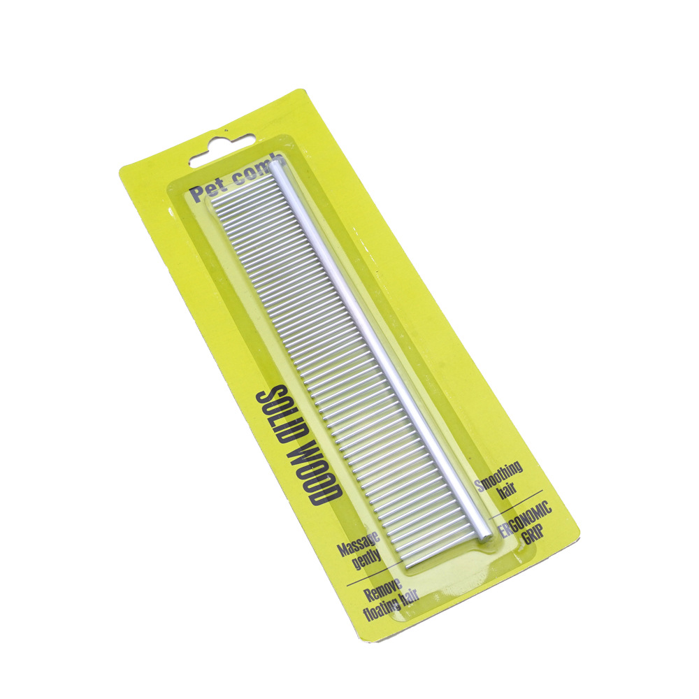 Venta directa de fábrica peine de fila para mascotas peine para perros peine de fila recta peine de aguja de acero inoxidable para mascotas peine de fila de pelo limpio para gatos
