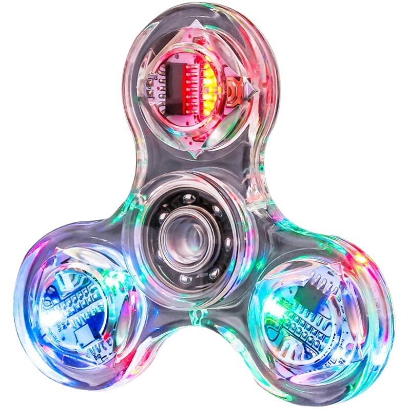 Venta caliente transfronteriza suministro de cristal luminoso Gyro transparente LED dedo Gyro niños descompresión artefacto puesto mercado nocturno