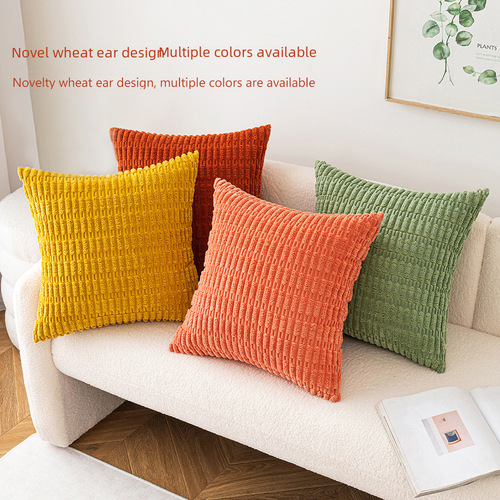 Bamboo Husk Corduroy Pillow Cover with Instagram Style, Living Room Sofa Pillow Case, American Style Throw Pillow, Bedside Cushion Cover, Customizable