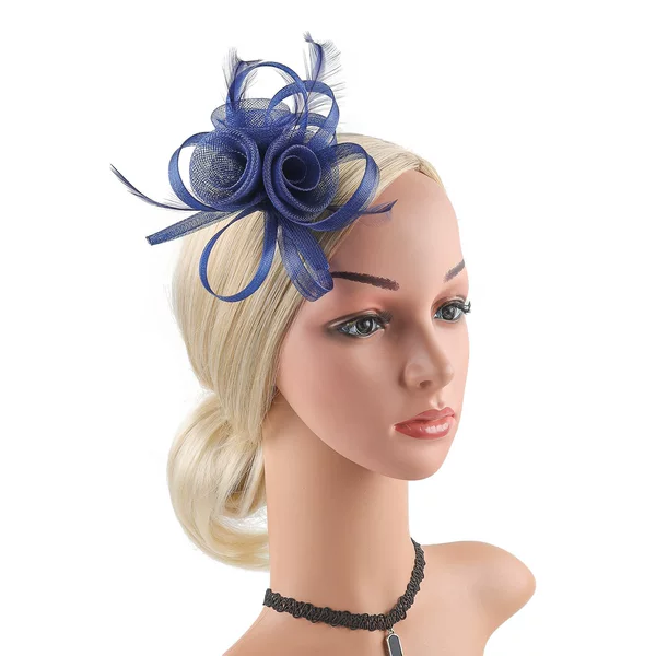 Cross-Border Popular Bridal Retro Mesh Feather Head Flower European and American Three Flower Core Party Banquet Horse Racing Headwear