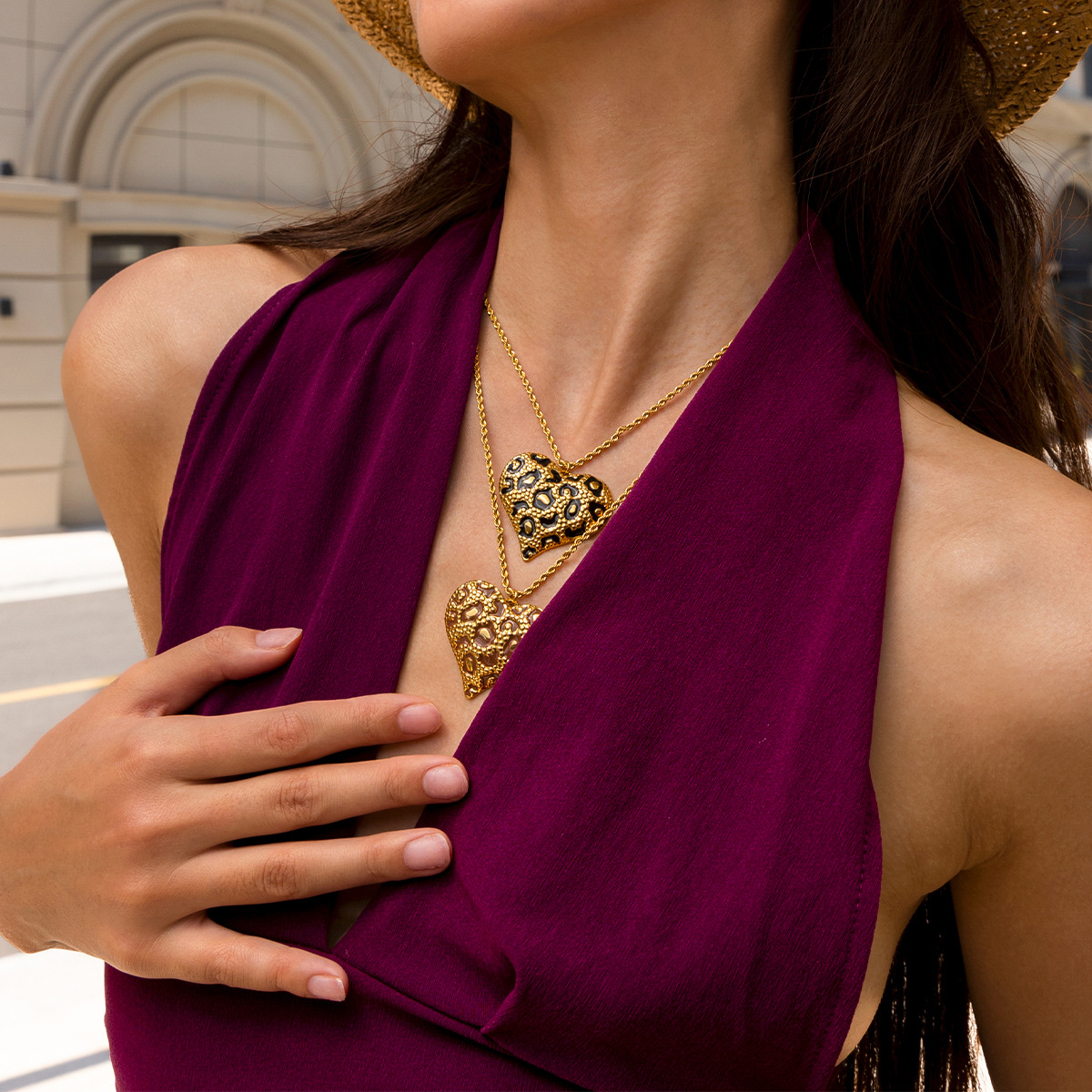 Collar de acero inoxidable de la UE y los Estados Unidos, dulce y fresco, estilo de moda, collar de amor de nicho, acero de titanio, no desvanecerse para mujeres