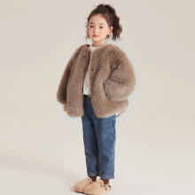 2025冬装儿童洋气皮草外套女童仿狐狸毛棉衣宝宝加绒加厚毛毛大衣
