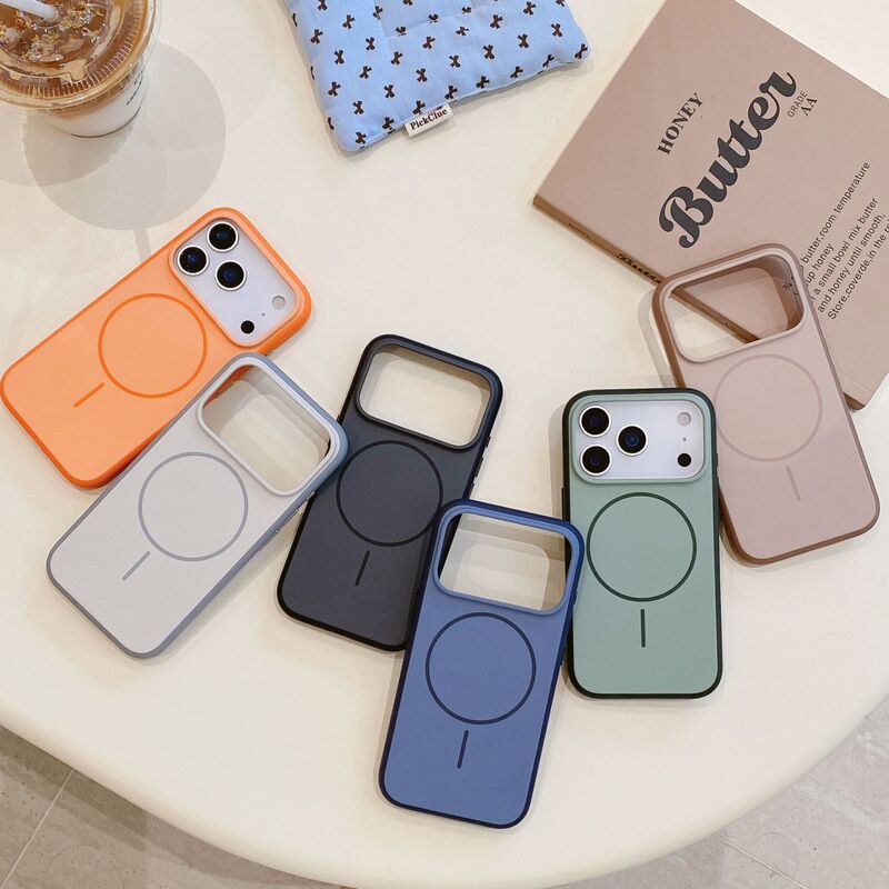 跨境适用iPhone17彩盾撞色磁吸手机壳磨砂肤感苹果16Promax防摔套|undefined