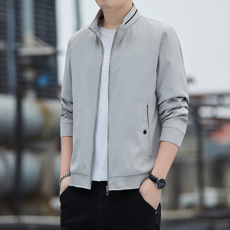 Chaqueta de otoño para hombre, gran tamaño, nueva chaqueta casual de cuello alto, ropa de negocios de primavera y otoño para hombre, chaqueta delgada