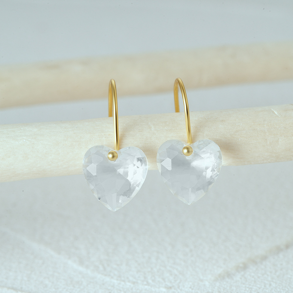 Holiday, Daily, Date Occasion 1 Pair 925 Sterling Silver Zircon Heart Shape Drop Earrings