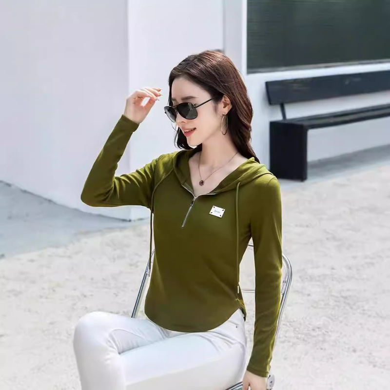 2026 Autumn Fashion Versatile Korean-Style Slim-Fit Hooded Sweatshirt with Zipper, Cotton, Comfortable, Elegant, High-End Jacket 269-1