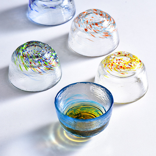 Grape wine glass small size glass with spots clear Sake cup Korean Soju cup colored glass teacup