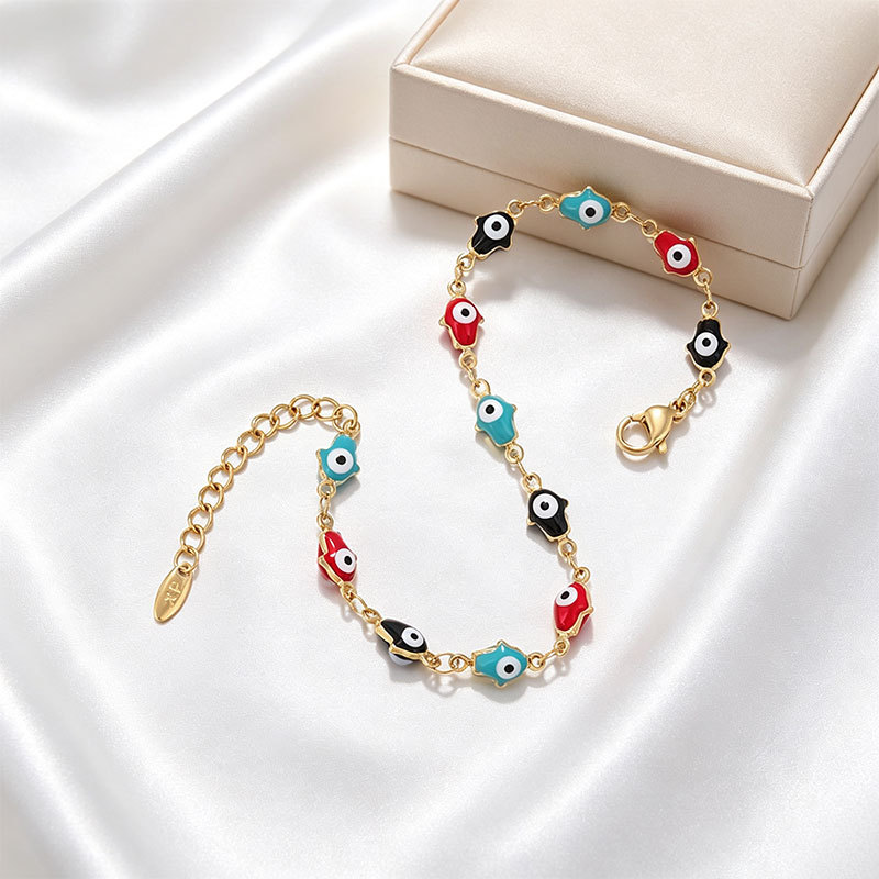 Pulsera de Ojo del Diablo con Esmalte de Acero Inoxidable, Geométrico