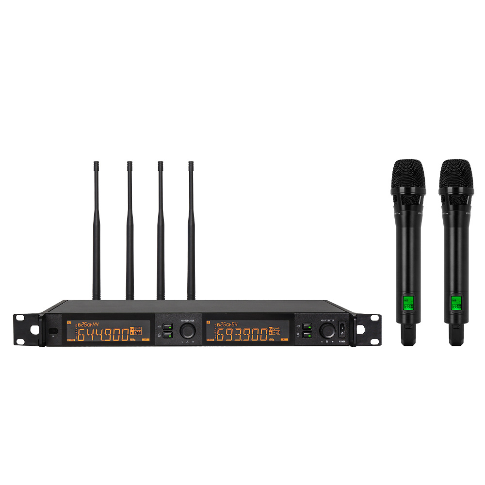 Kze True Diversity Wireless Microphone Ktv Stage Conference Speech 500m Receiving One-To-Two Performance Wireless Microphone