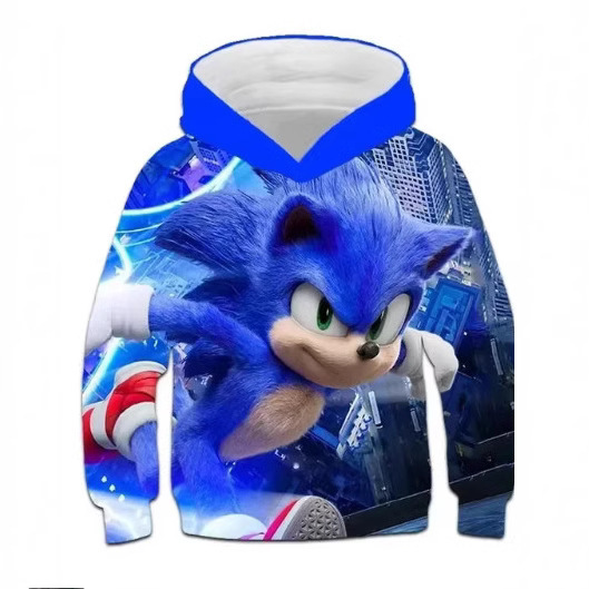 2024 Children's Clothing Sonic 3D Hoodie Boys and Girls Cartoon Printed Sweater Long Sleeve Spring and Autumn Animation