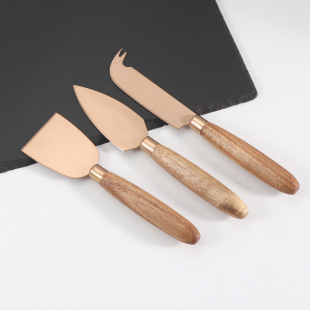 Suit stainless steel cheese knife cheese knife cream spatula foreign trade 3-piece Acacia wooden handle cheese cheese tool