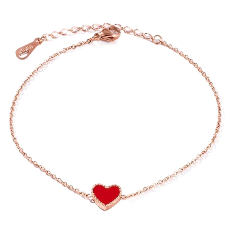 2023 estilo coreano oro rosa amor tobillera personalidad simple de las mujeres rojo sexy titanio acero pierna cadena tobillera mujeres