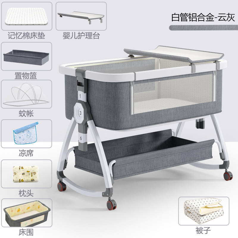 Venta al por mayor cuna recién nacido cama costura cama grande bebé cama para niños cama bb cuna cama multifuncional móvil plegable