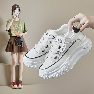 In stock Korean style white shoes women's 2023 Autumn New ins student casual street shooting shoes women's platform height increasing sneakers