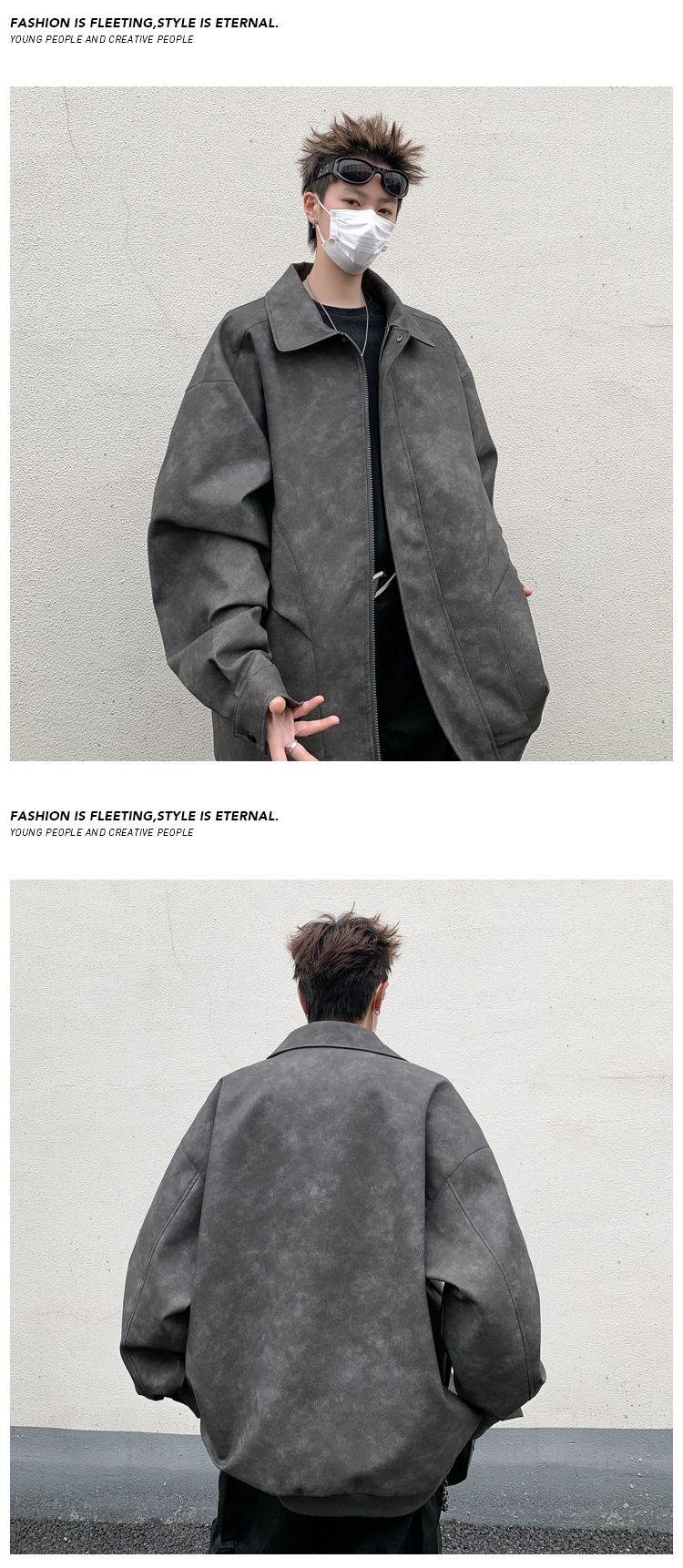 American Street Style Leather Flight Jacket Men Workwear Coat_voghion.com