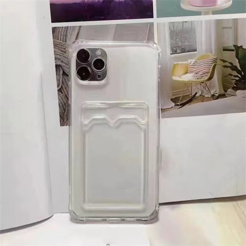 Four Corner Shockproof Card Slot Phone Case Suitable for iPhone 16 Pro Max Transparent Simple Protective Cover Apple 15 High-End