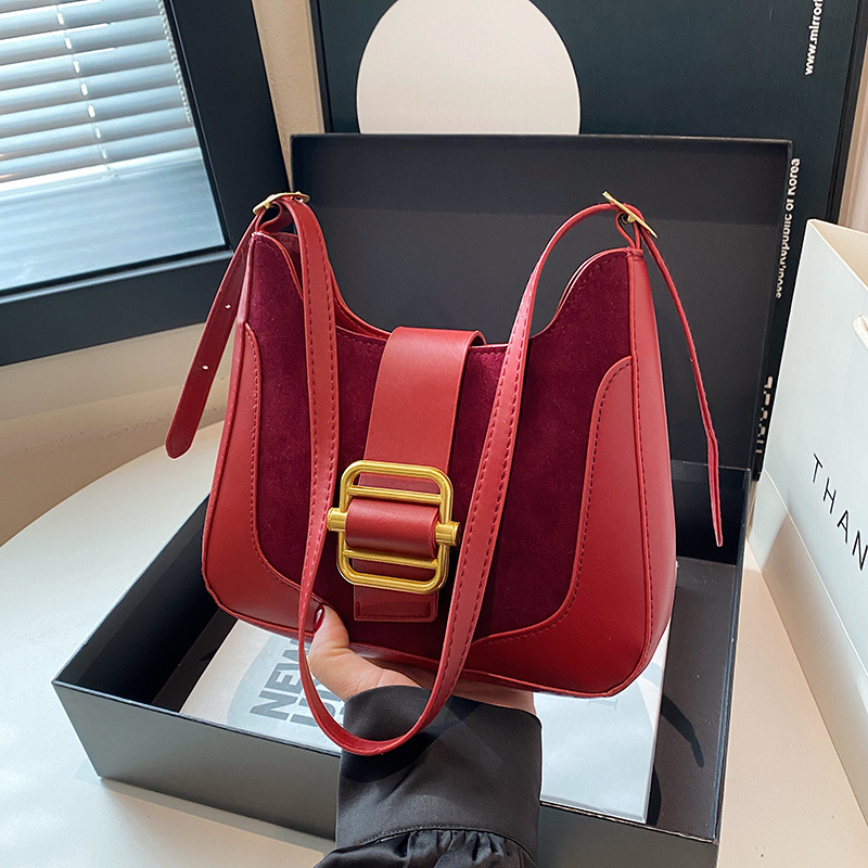 Coreano retro mirad bolso de brazo de color contraste para mujeres 2024 otoño invierno nuevo estilo de moda bolso de hombro portátil