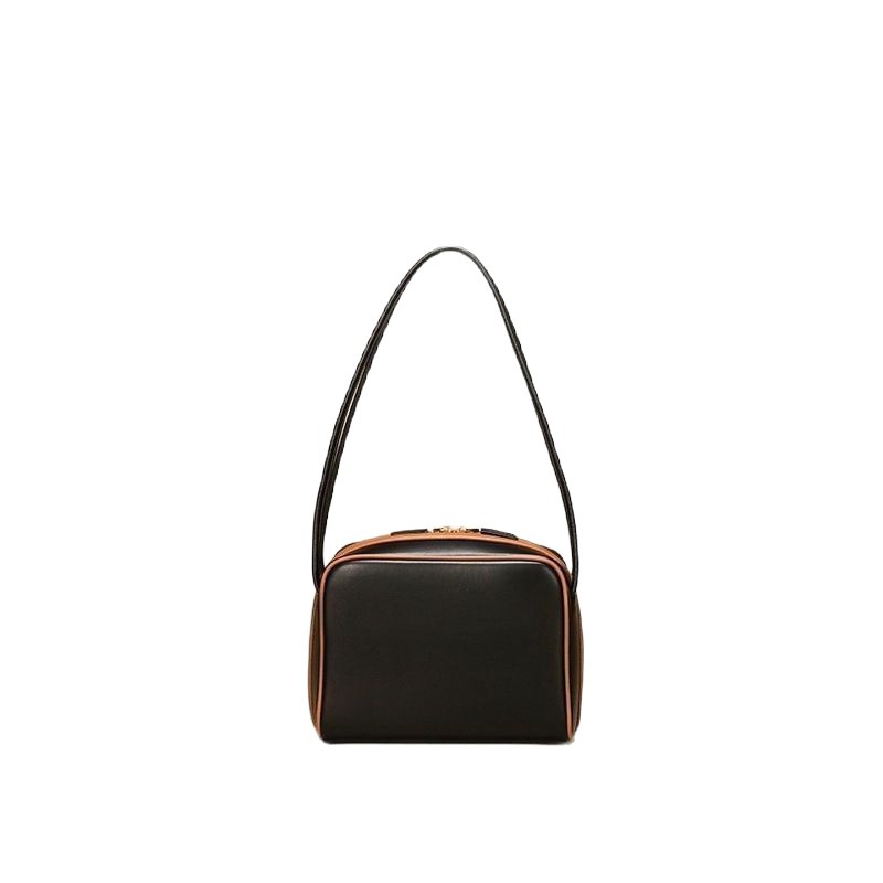 Women's 2025 New Arrival Niche Genuine Leather Small Square Bag Contrast Color Commuter Handbag Shoulder Underarm Baguette Bag - Thumbnail 5