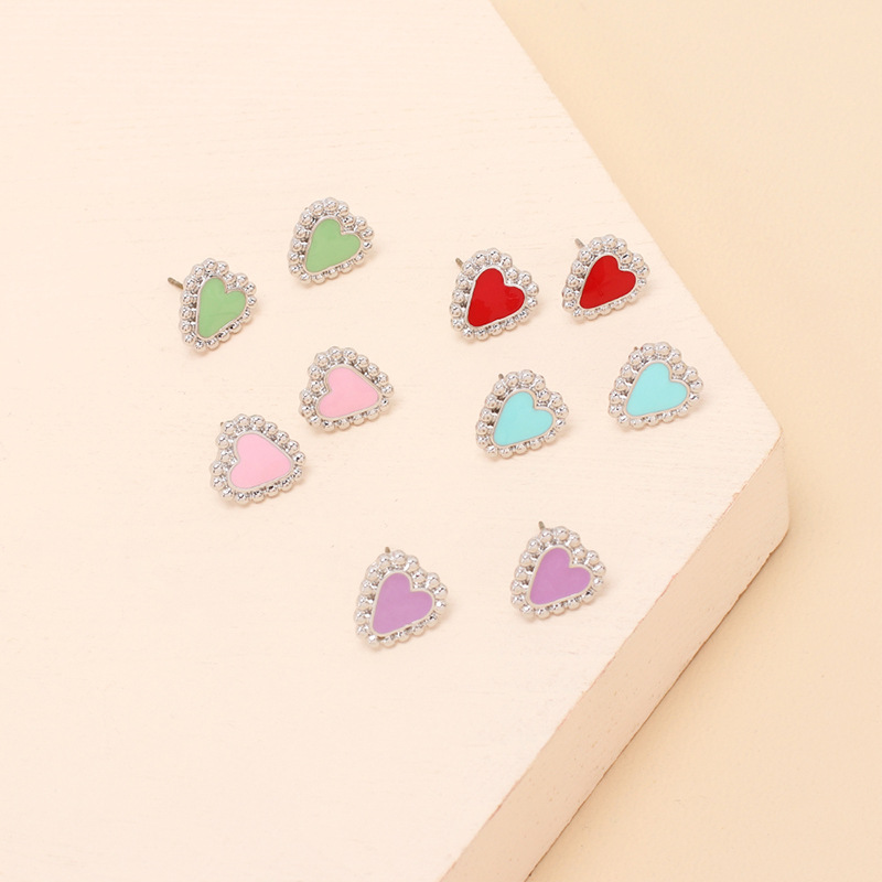 Wholesale Jewelry Color Heart Dripping Earrings Nihaojewelry display picture 4