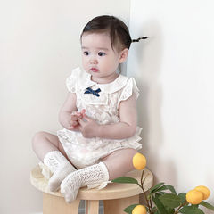 Cute, trendy baby summer romper—thin-style newborn summer bodysuit with princess-inspired triangular design, perfect for crawling and playing.