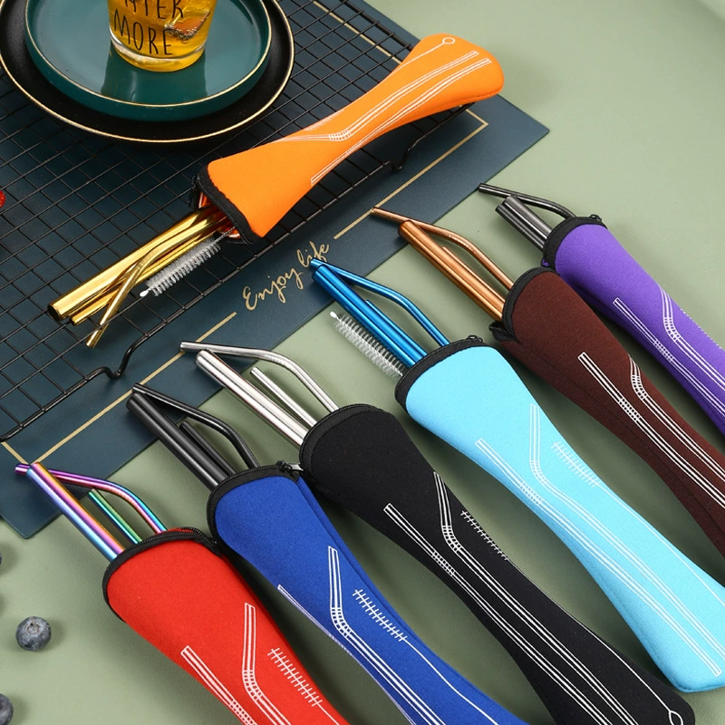 304 из нержавеющей стали соломенный костюм цветной металл портативный соломенный костюм завод прямые поставки лазерный логотип