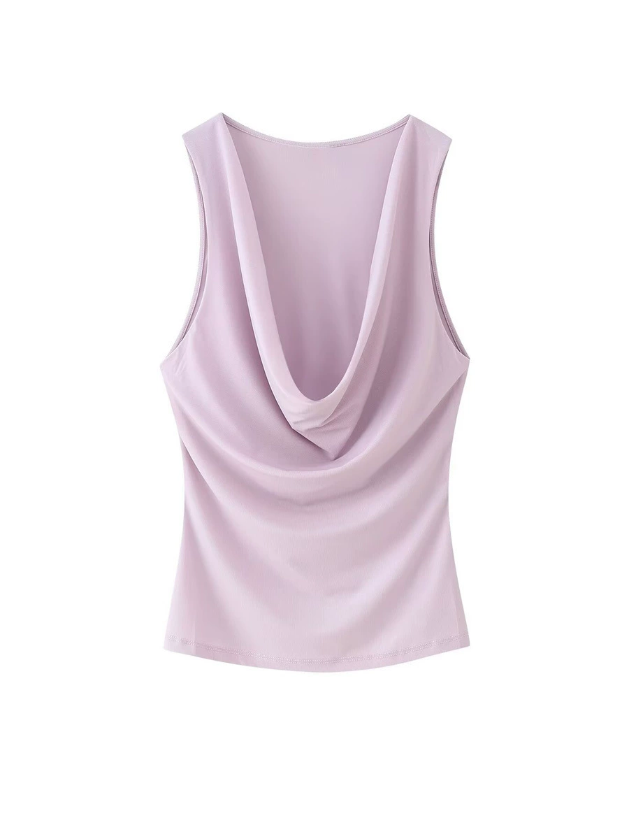 Трансграничная AliExpress Amazon внешняя торговля оптовая продажа европейской и американской одежды летняя мода плиссированный жилет с драпированным воротником топы