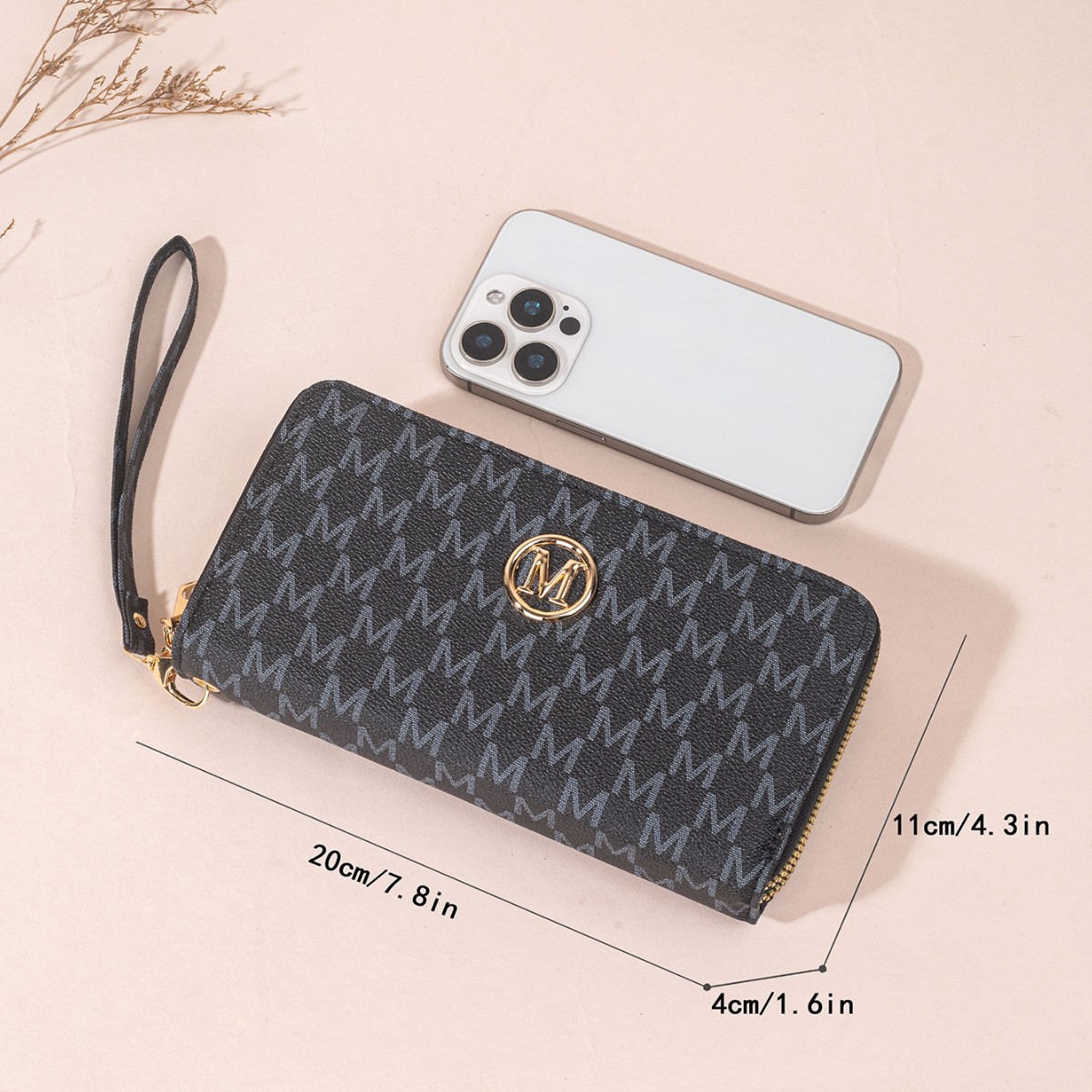 Nueva moda damas billetera larga de doble cremallera nueva impresión bolso de mano multi-tarjeta de gran capacidad compartimiento cremallera