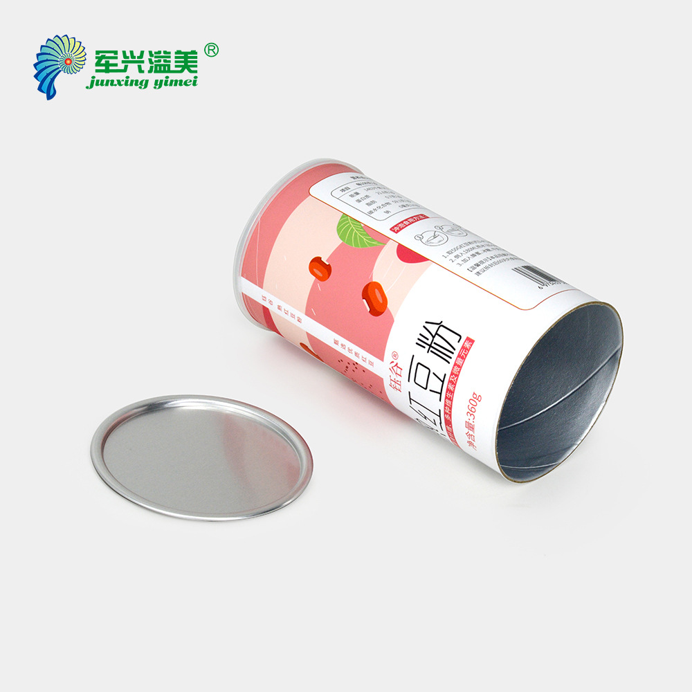 Fuente de latas de papel de alimentos personalizadas nueces fritas selladas caja cilíndrica sustitución de comida de lotus polvo de cartón personalizado