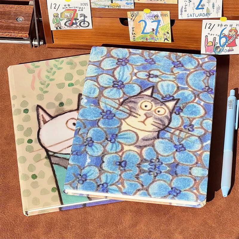 漫画油絵風猫猫ハードシェルA5ブランク手帳ノートins高颜値クリエイティブかわいい日記帳|undefined