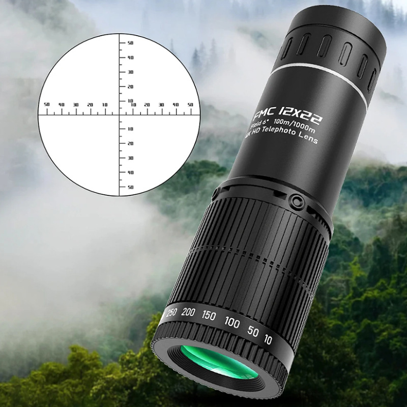 户外新品单筒望远镜12×22十字刻度微光夜视迷你便携测距望眼镜