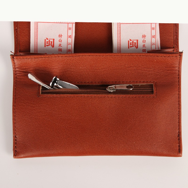 Bolsa de pipa de comercio exterior transfronterizo, bolsa de pipa portátil de doble cubo de cuero, bolsa de pipa de piel de vaca, bolsa de accesorios para fumar, fábrica al por mayor