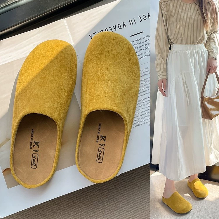 Женские полусапожки Birkenstock Baotou французского стиля, осень 2025, новые, на толстой подошве, желтые, мюли, слипоны.