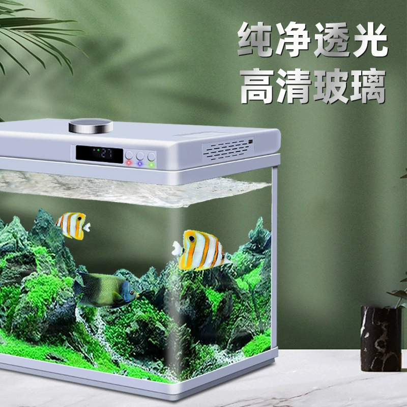 Небольшой изогнутый экологический аквариум для гостиной, настольный, без замены воды, ленивый фильтр, циркулирующий воздух, ароматерапия, креативный маленький аквариум