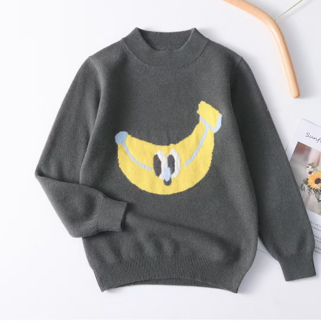 Autumn/Winter New Style Pure Wool Children's 12-gauge Thin Banana Pattern, 90 Count 100% Australian Wool, Soft and Skin-Friendly