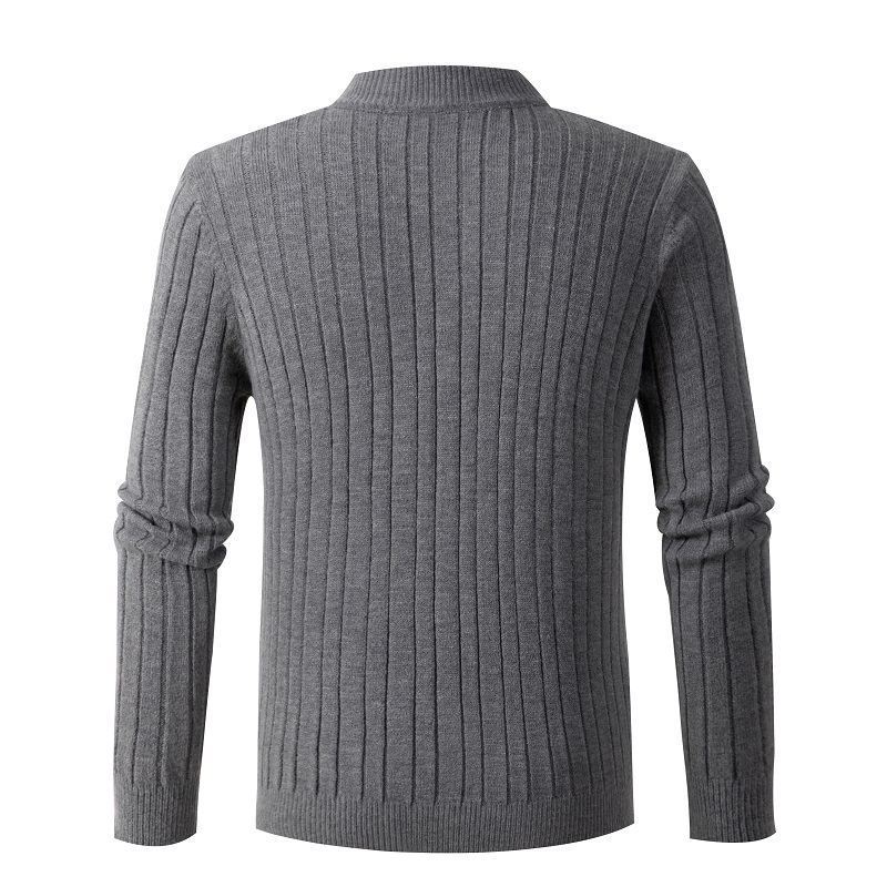 Men's Knitted Sweater With Half Zip And High Collar For Men_voghion.com