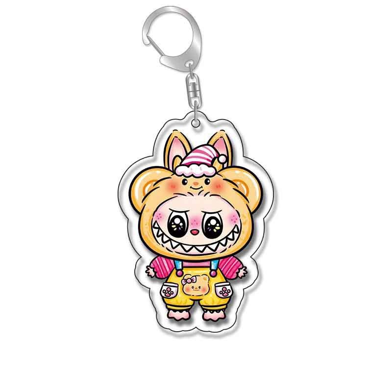 Labubu ラブブリトルシープキーホルダーかわいい漫画アクリルパーソナライズされたスクールバッグペンダントキーホルダーギフト|undefined
